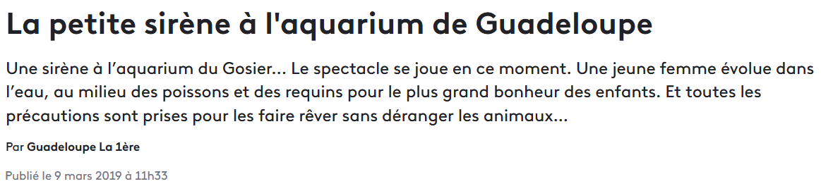8-9 Mars 2019 - Un spectacle de sirène à lieu à l'Aquarium. de Guadeloupe.