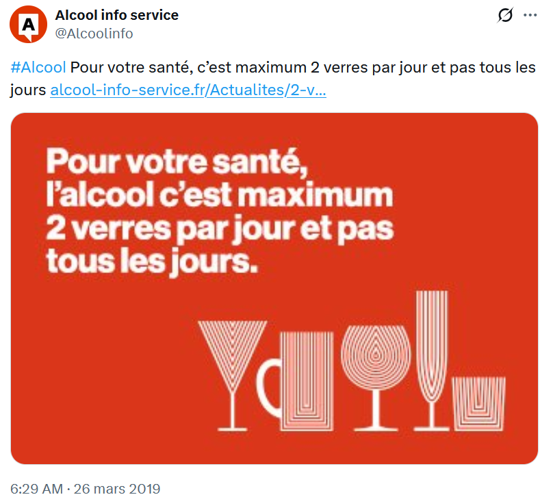 26 Mars 2019 - Une nouvelle campagne de prévention sur l'alcool donne les nouveaux repères de risque.